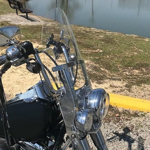 Large 26-1/2" X 23" Detachable Motorcycle Windscreen Windshield Compatible With 2000-UP Harley Davidson Heritage Softail Classic FatBoy FLS FLST FLSTC FLSTF FLSTFB FLSTN Clear - Thumbnail 7