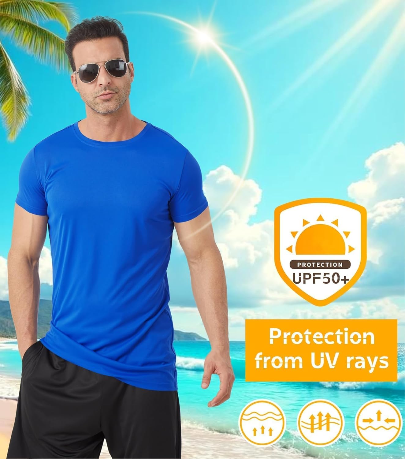 Idtswch Men's Tall T-Shirt Rash Guard UPF 50+ T-Shirt Quick Dry Swim Water Top Tee Short Sleeve Athletic Shirts - Image 2