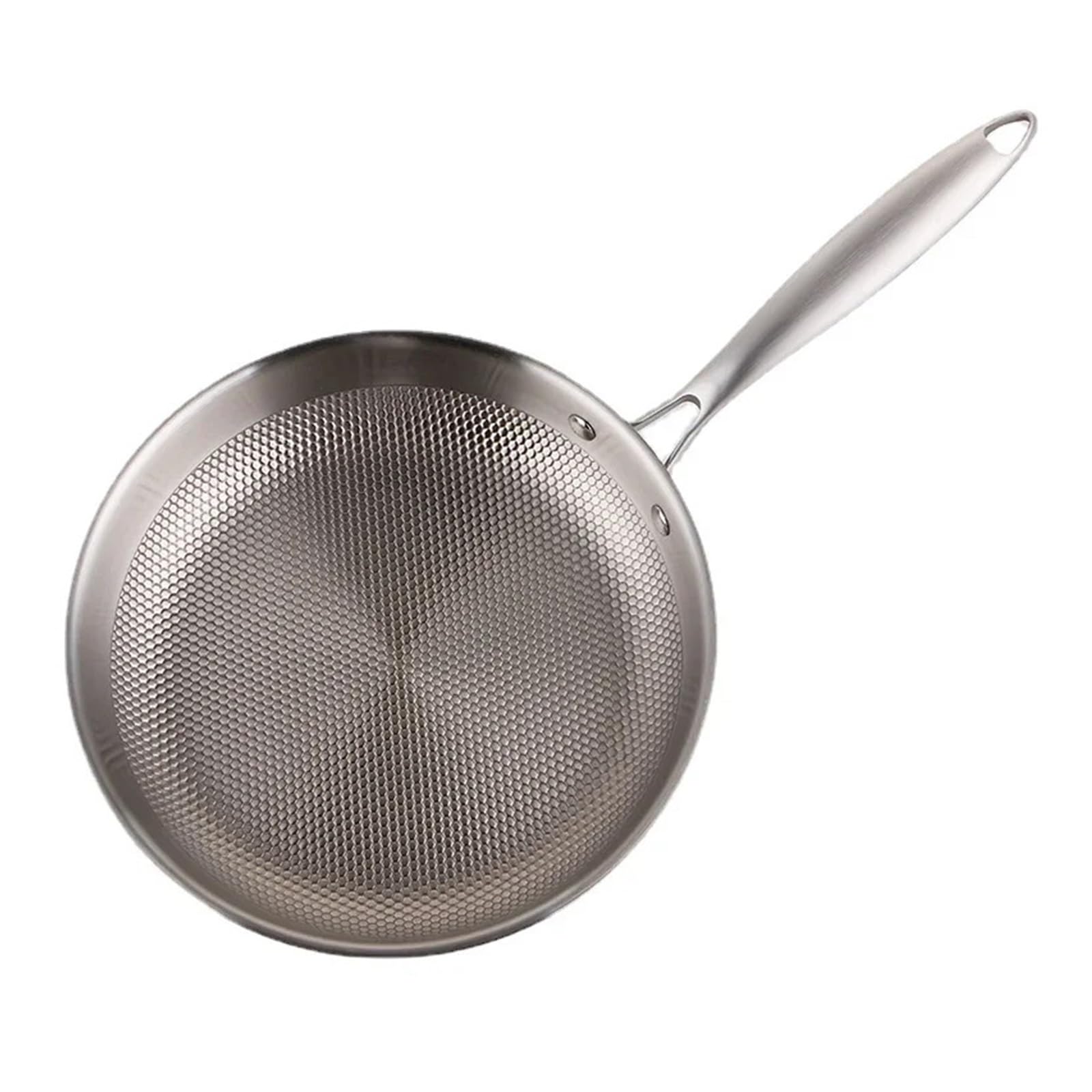 padella acciaio inox Padella antiaderente in acciaio inox 304 da 28/30 cm, senza rivestimento, for friggere uova e bistecche, adatta a fornelli a gas a induzione(28cm)