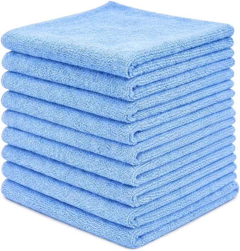 Microfiber Cleaning Cloth 40x40 cm – 340 GSM Thick Multipurpose Cleaning Towels for Car, Kitchen & Home | Lint Free, Super Absorbent & Reusable (Sky-Blue, Pack of 10)