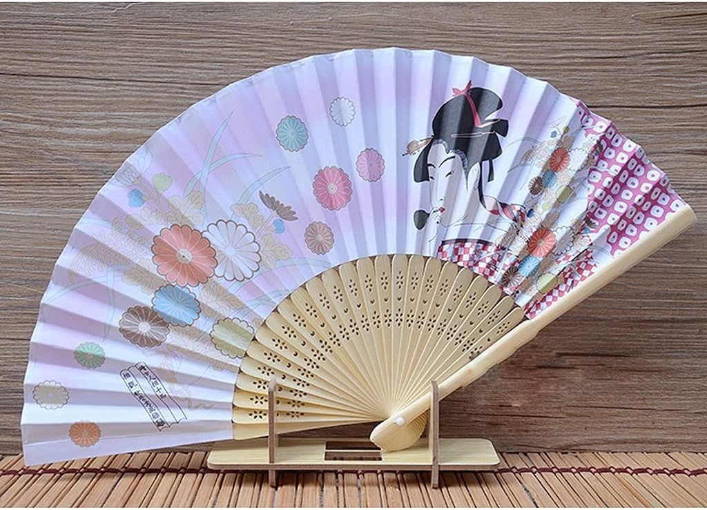 Japanese Style Folding Fan, Japanese Style Bamboo Folding Fan Decoration, Silk Cloth Folding Fan, Restaurant and Hotel Supplies Decoration Home Ceremonial Decorative Folding Fan