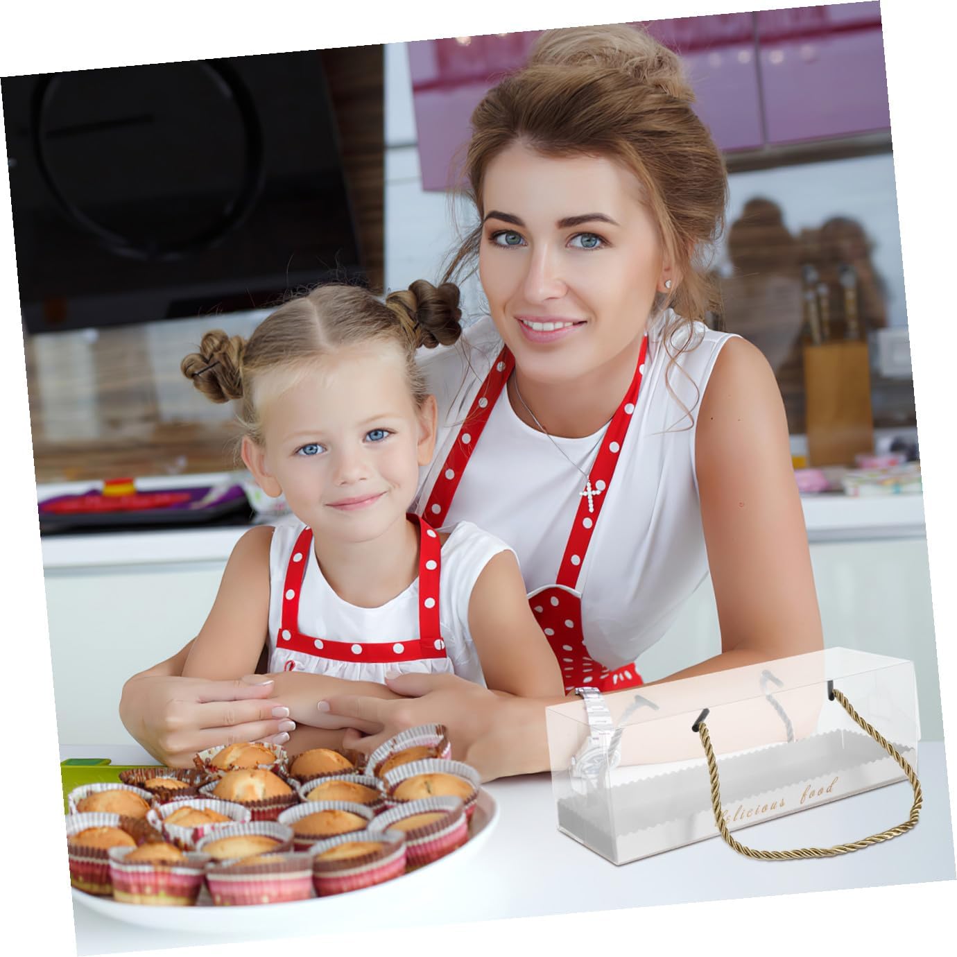 Plastic Cake Boxes 22.5x7.8x7.8cm Food-grade Portable Dessert Packaging Containers with Ribbon Handle 10pcs for Baking and Cake Wrapping