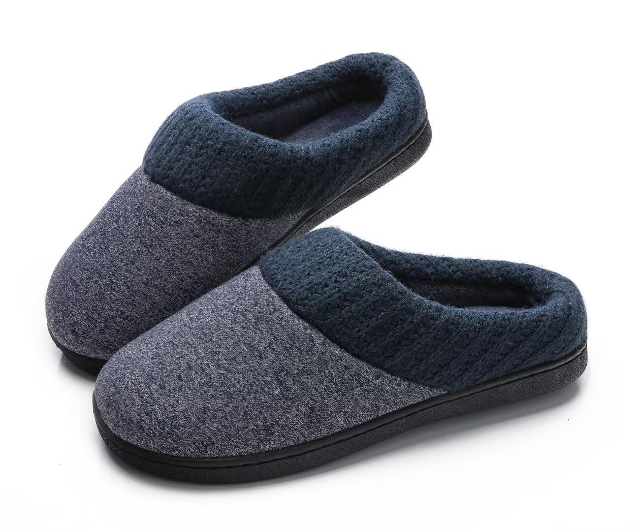 Women's Slippers Comfy Coral Fleece Lined Knitted Fabric Cozy Soft Slipper Slip On Memory Foam Home Shoes Indoor Outdoor