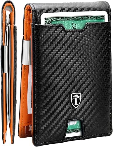 TRAVANDO AUSTIN - Cartera delgada para hombre con clip para dinero, bloqueo RFID, soporte para tarjetas de crédito plegable para hombres con caja de