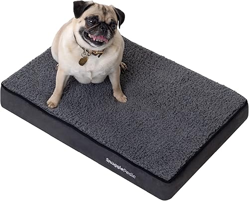 Snuggle-Pedic Cama para perros de espuma viscoelástica, camas de felpa impermeables para mascotas con cubierta interior y exterior extraíble, parte