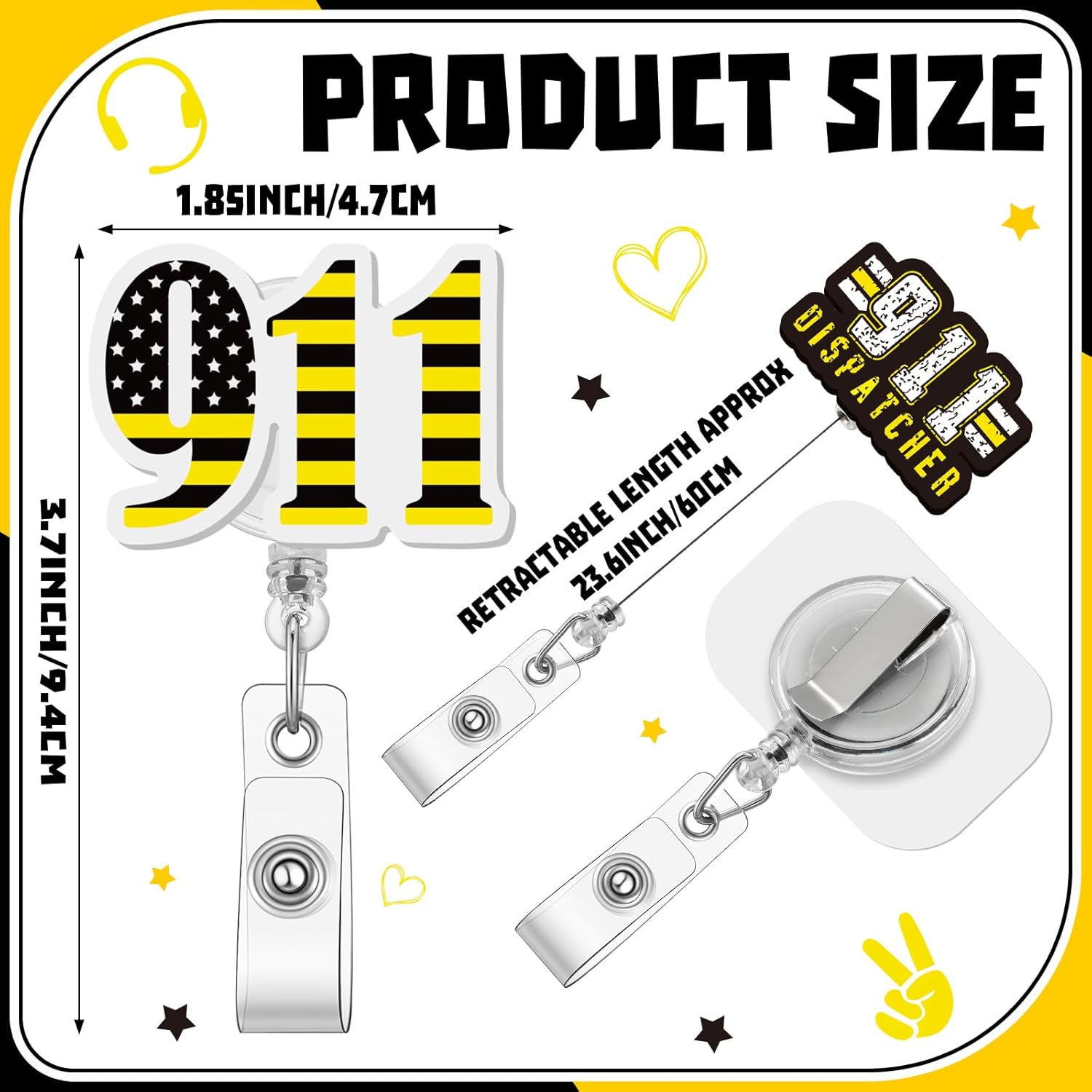Geyoga 12 Pcs 911 Dispatcher Gifts Dispatcher Week Badge Reels Thank You Gift for Dispatchers for National Public Safety Telecommunicators Week Party Favors Coworker Colleague Employee Appreciation