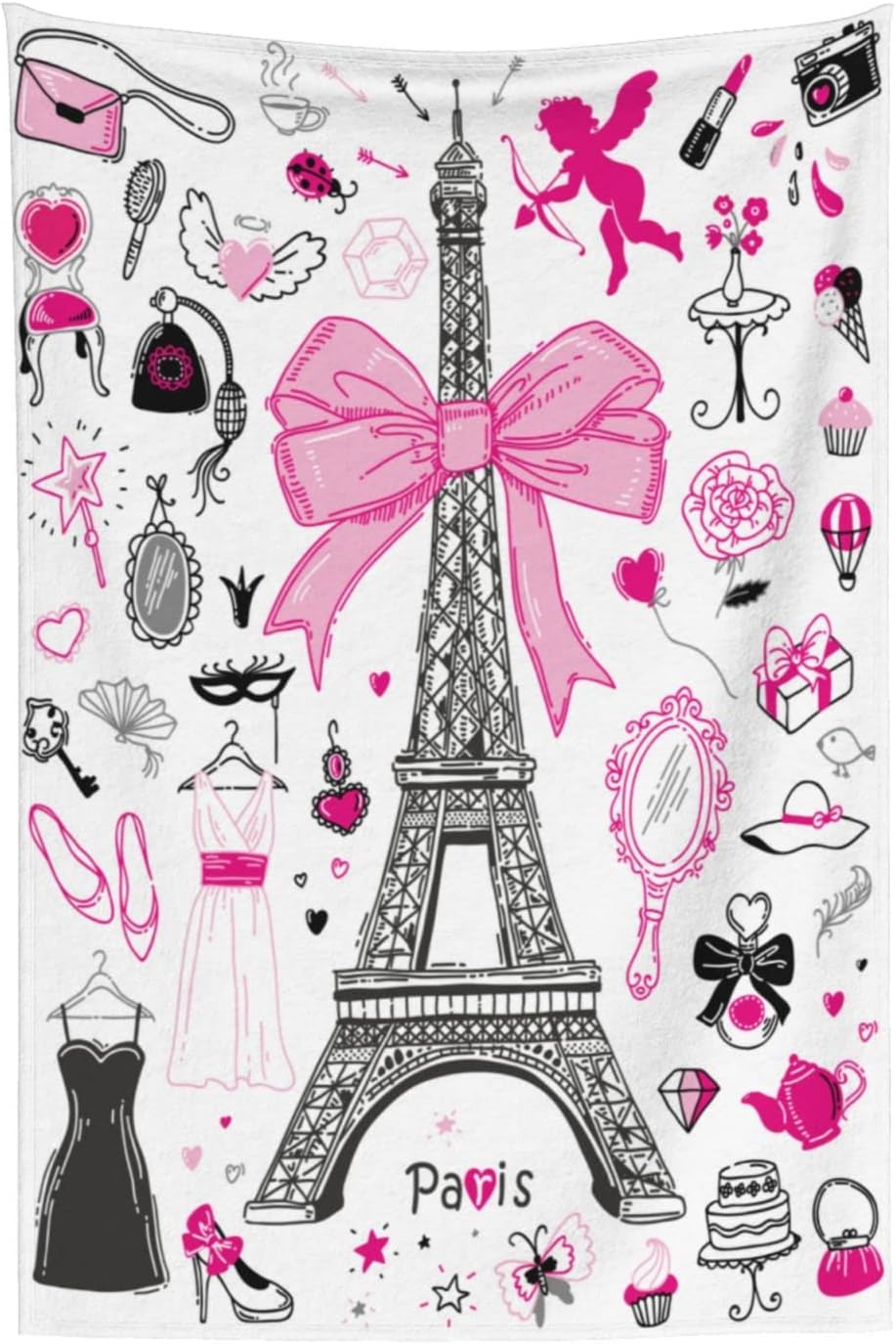 Romantic Paris Throw Blanket Girly Pretty for Women Girls Super Soft Warm Bed Bedding Blankets for Couch Bedroom Sofa Office Decor, All Season Cozy Flannel Plush Blanket Gifts, 60 X 40 Inch - Image 8