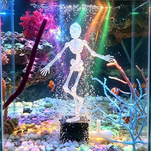 Dancing Skeleton Aquarium Bubbler Interactive Fish Tank Decor with 1M Hose