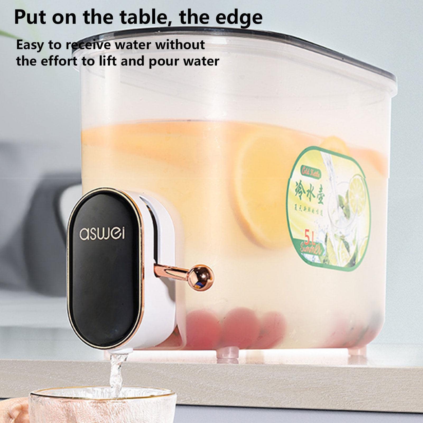 Distributeur de jus de 4 L, distributeur d'eau avec robinet, distributeur de boissons froides, distributeur de boissons pour réfrigérateur, récipient de boisson pour boisson, jus, thé glacé, limonade