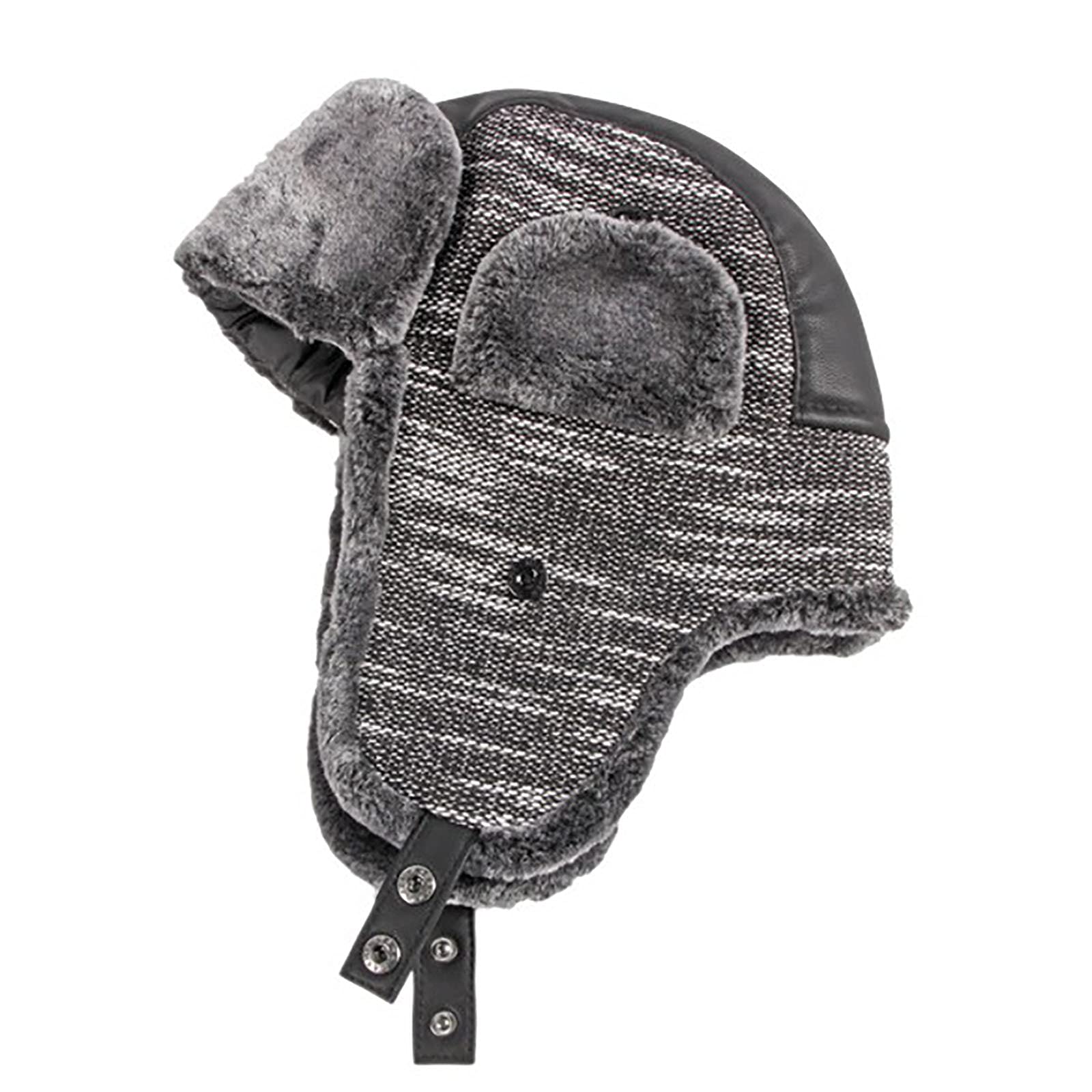 Cappelli Invernali, Cappello Unisex Cappello in Pelliccia Sintetica con paraorecchie Berretto da Pilota Invernale Spesso Foderato per Tenere al Caldo Quando Fa Freddo(Black-6 7/8-7 1/8cm)