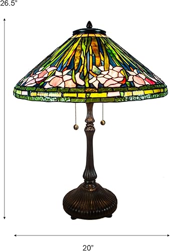 Miniatura 4 de Dale Tiffany Lámpara de mesa Tiffany de reproducción de 26.5 pulgadas de alto, narciso, acabado de bronce antiguo, base de metal, hecha a mano,