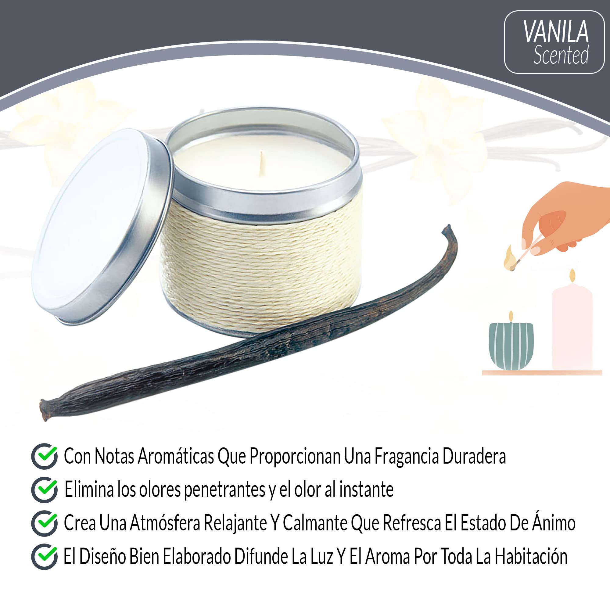 Lote de 20 Velas Fragancia Vainilla - Detalles Originales Invitados de Bodas, Regalos Comuniones y Recuerdos para Cumpleaños Infantiles