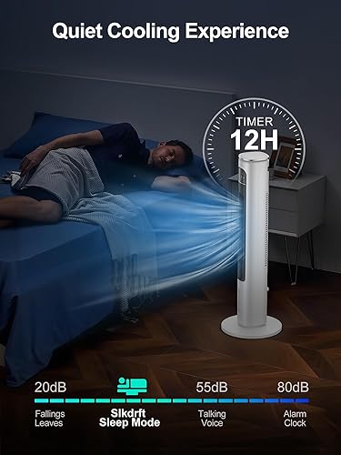 Miniatura 5 de Enfriador de aire evaporativo, aire acondicionado portátil de 37 pulgadas, enfriador de pantano, 4 modos, temporizador de 12 horas, oscilación de