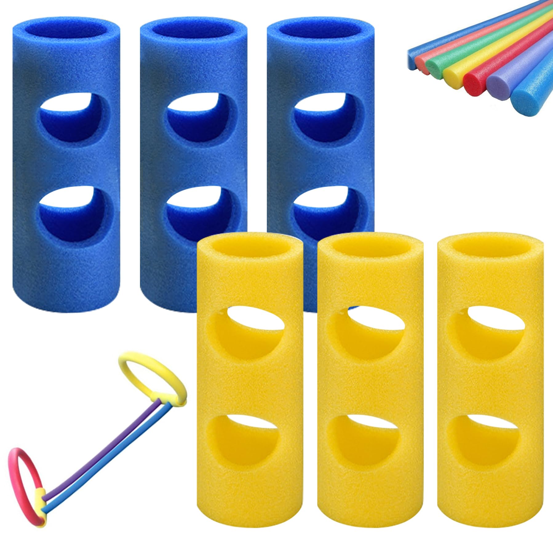 6 Stück 2, 56 x 11, 81 leichte Schaumstoff-Poolnudelverbinder mit 2 Löchern, Schwimmtrainingshilfen für Kinder und Erwachsene