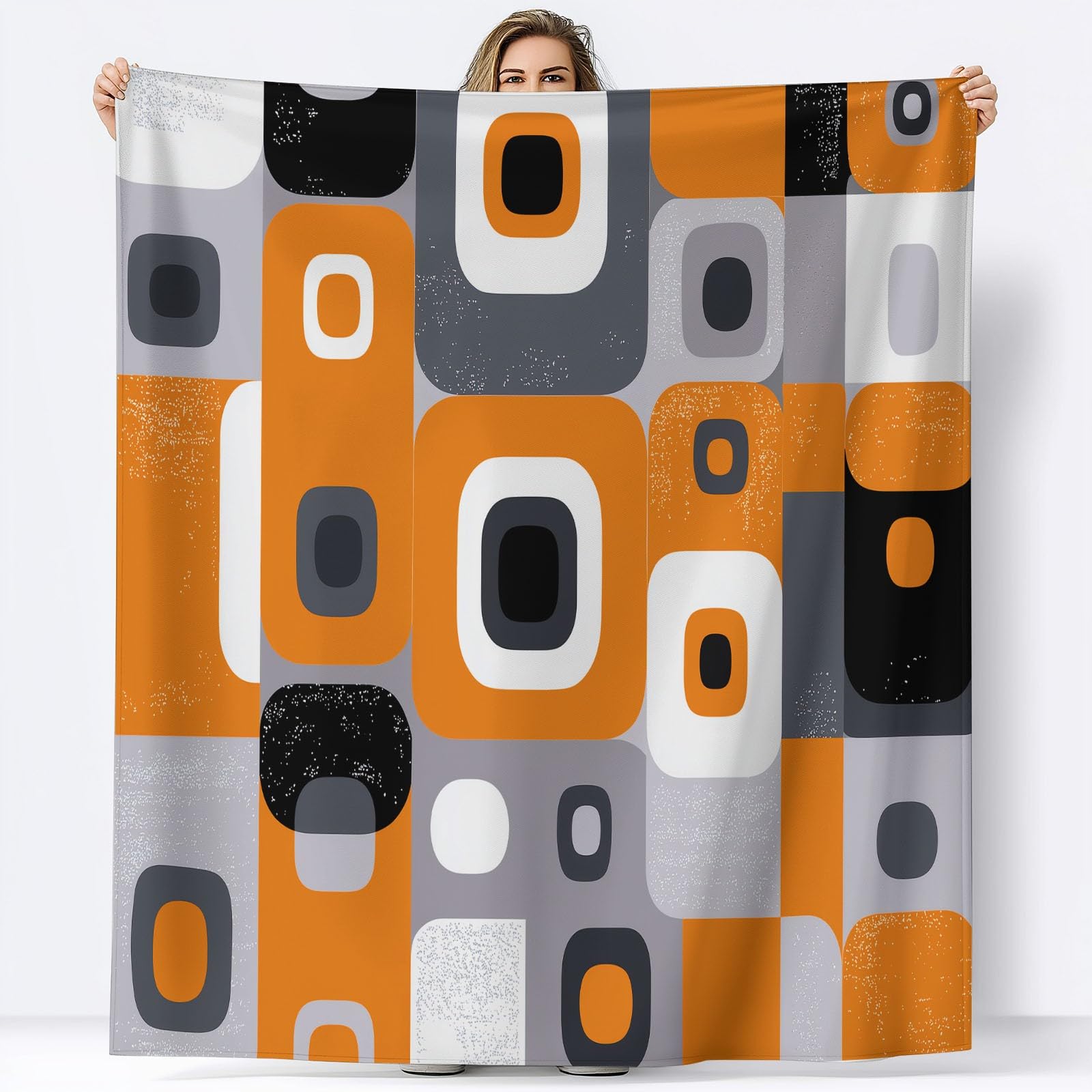 Flanelowy koc polarowy abstrakcyjne geometryczne kostki polarowe, narzuta na sofę Wygodny koc dwuosobowy koc na łóżko w kratę zimowy, 220 x 240 cm wielokolorowy