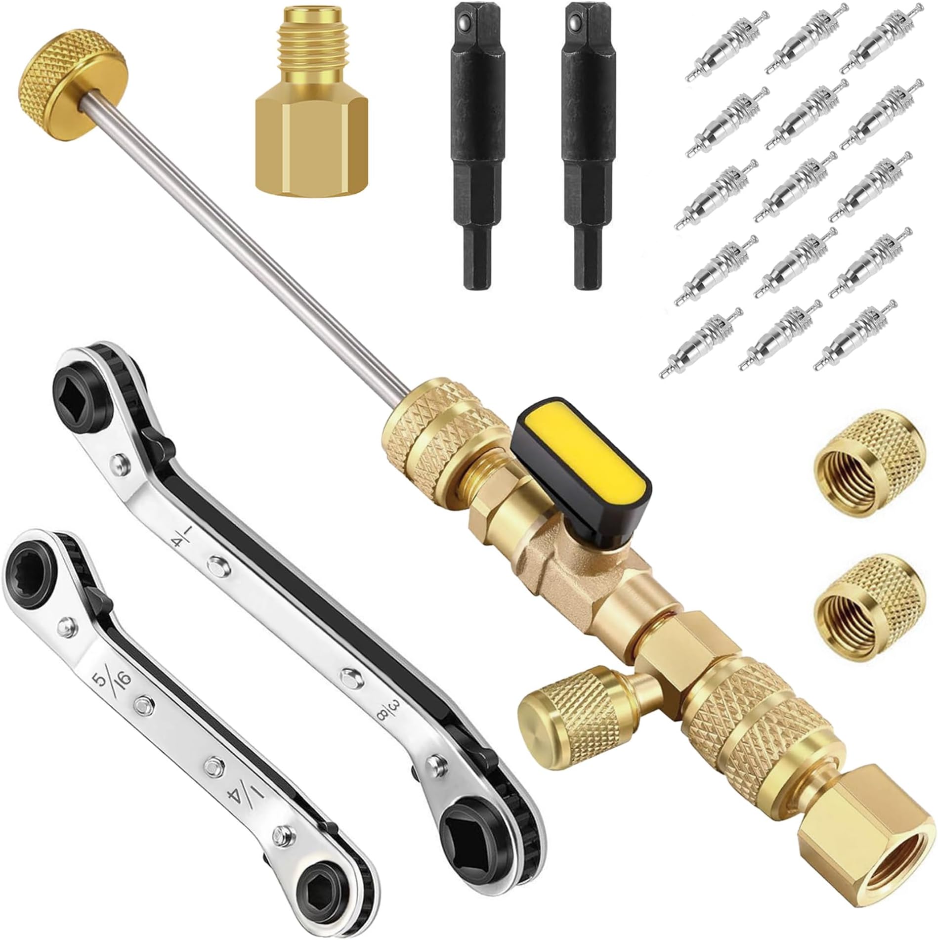 Strumento Rimozione E Installazione Valvole HVAC - Doppia Misura SAE 1/4 E 5/16 | Per R22, R410A, R32