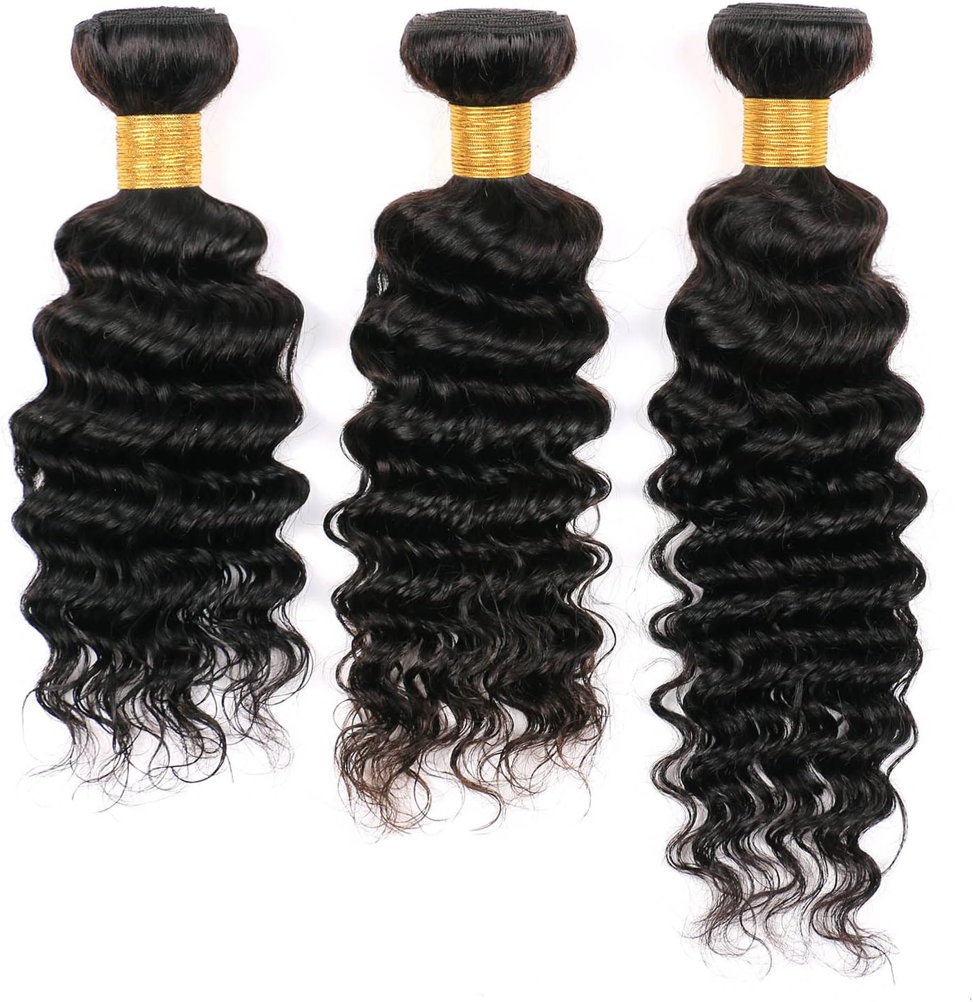 DaiMer Brazilian Hair Deep Wave Echthaar Tressen 300g 12 14 16 Virgin Bundles Dickes Langes Echt Haare Verlängerung Extensions Echthaar Dickes Haarnatural Color