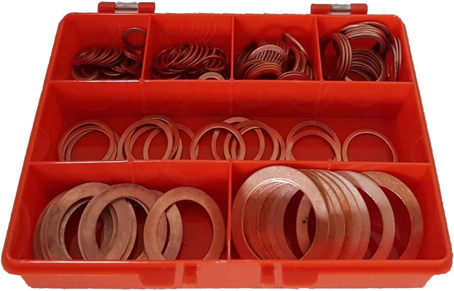 Premium Imperial Copper Washers Kit Made of High Grade Copper Containing 7 Popular Sizes for Engineers, Electricians, Mechanics & DIY Use.