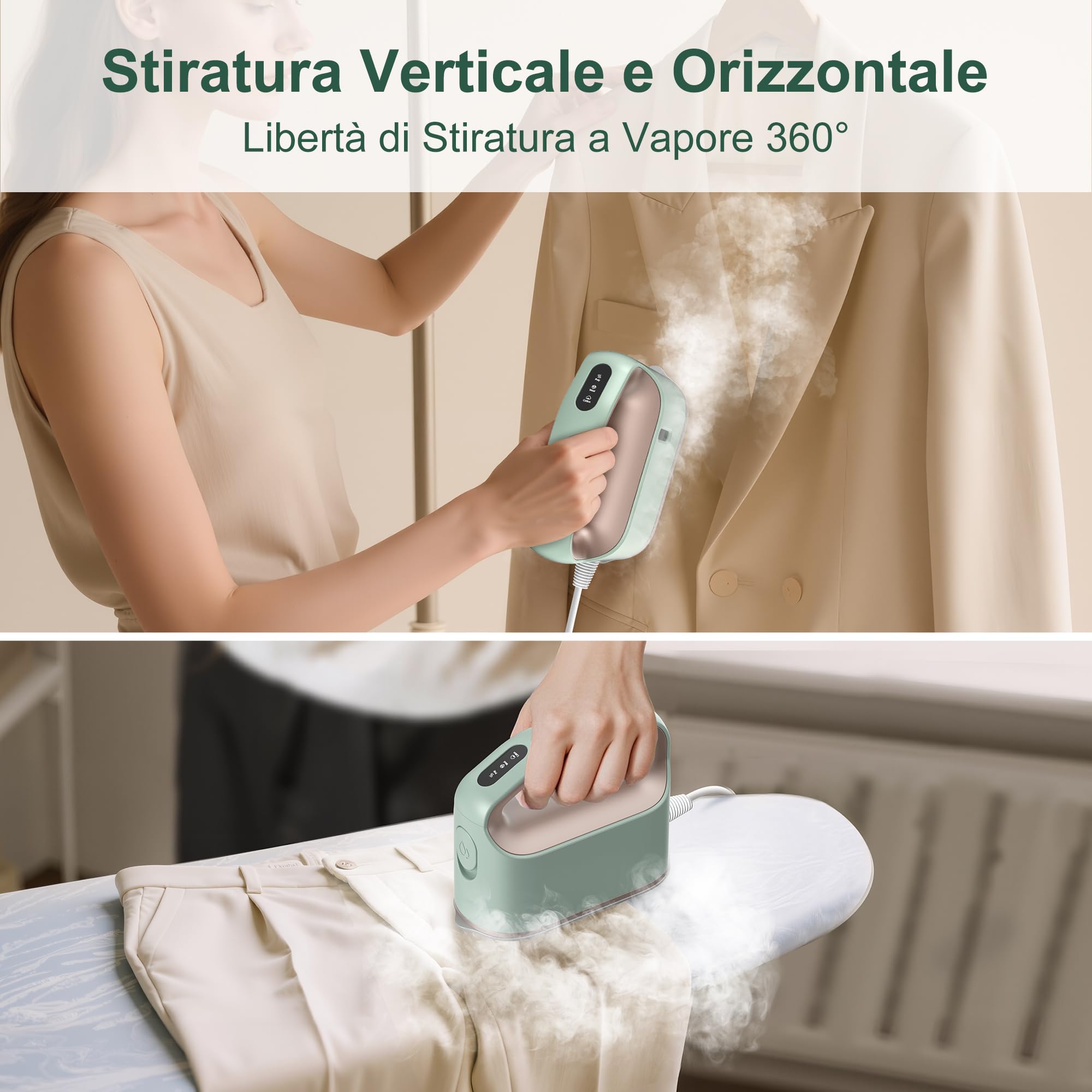 Newbealer Ferro da Stiro a Vapore, Ferro da Viaggio Mini, Vapore Turbo