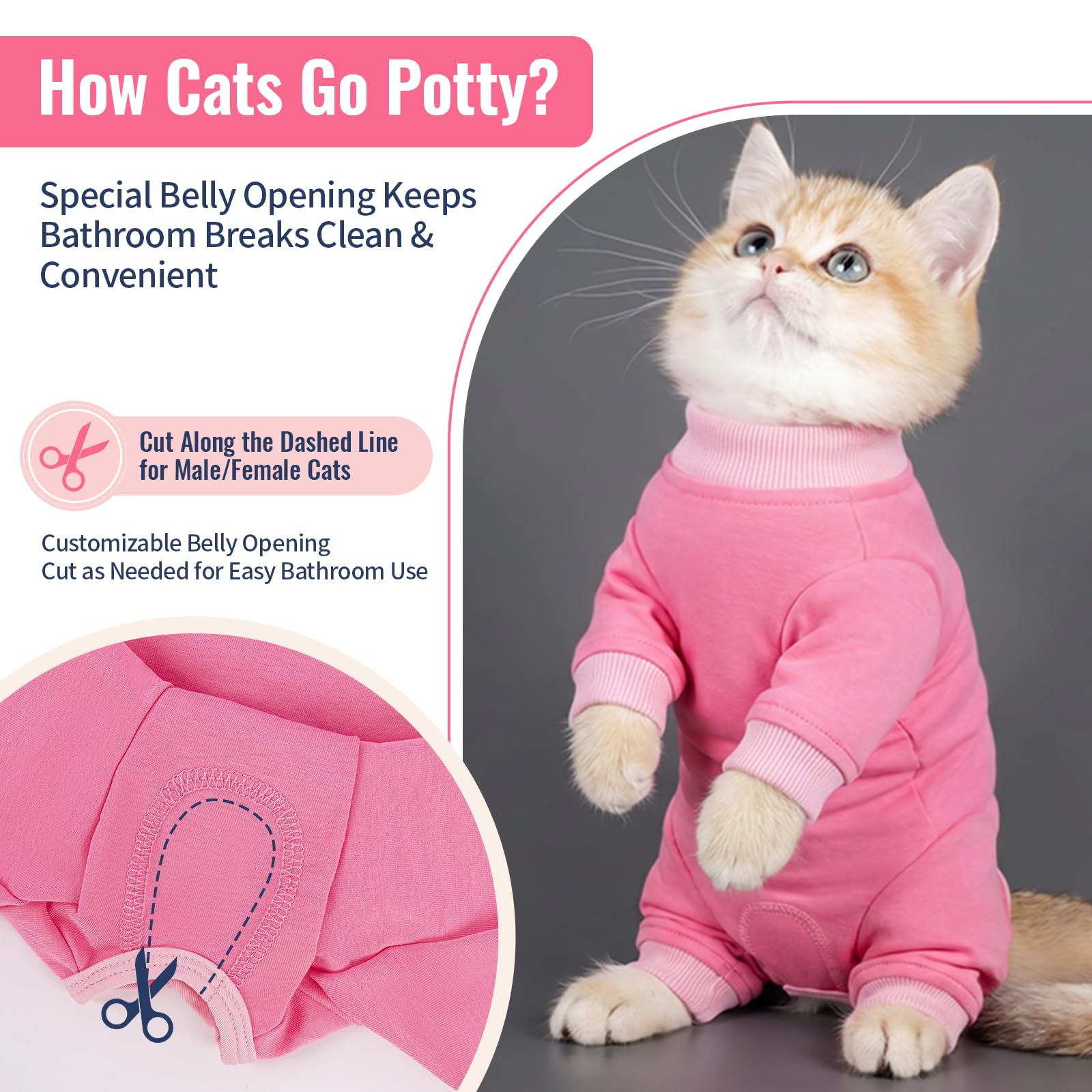 Body Gata Esterilizacion, Transpirable Ropa De Recuperación Postoperatoria Traje Anti Lamida Para Gatos Camiseta De Recuperación Body Operacion Tras La Esterilización O Castración(Rosa, M)