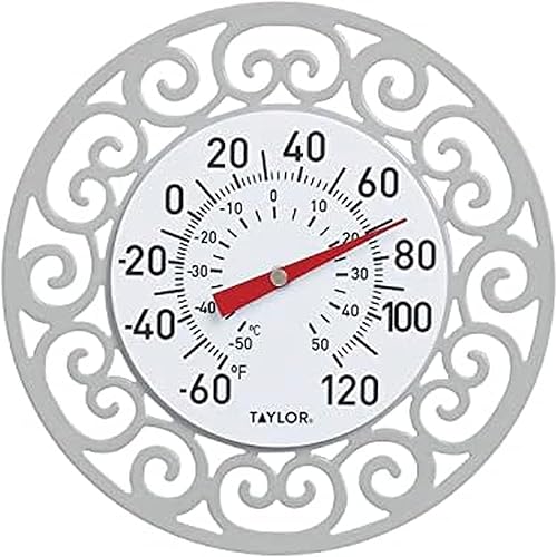Taylor Termómetro magnético decorativo de pantalla, 5 pulgadas, gris