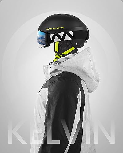 Vista 39 de OutdoorMaster Kelvin - Casco de esquí y snowboard para hombres, mujeres y jóvenes Gris