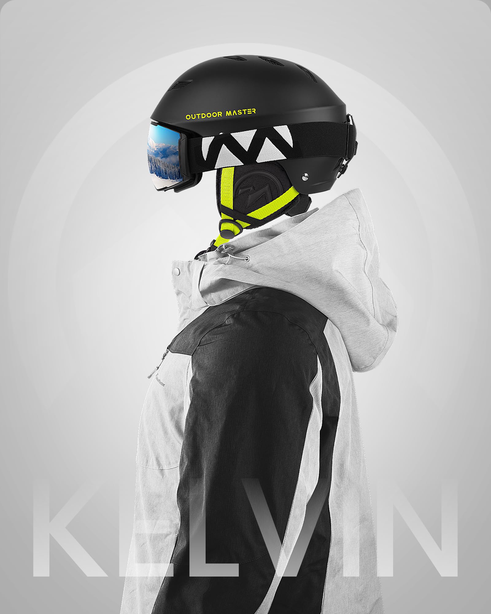 OutdoorMaster Kelvin Ski Helmet - Snowboard Helmet for Men, Women & Youth (Black+Lemon,M)