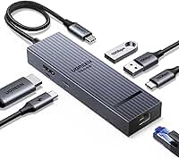 Hub USB C UGREEN Revodok Pro 6 em 1, Adaptador Ethernet Gigabit, HDMI 4K 60Hz, PD 100W, Portas USB 3.2, para Mac, iPad, iPhone