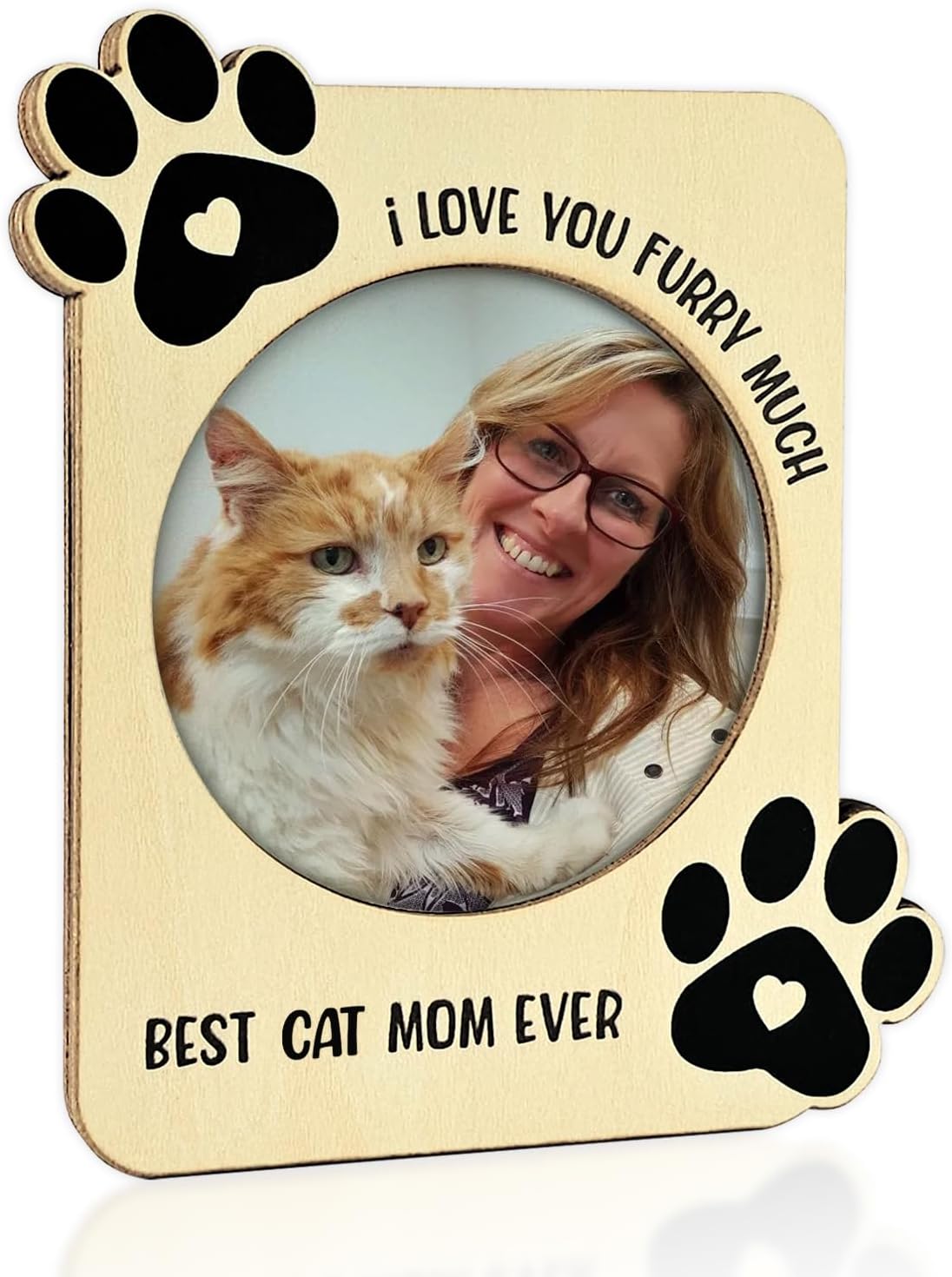 Fridge Magnet Frame, Cat Photo Frame With Magnet, Wooden Magnetic Picture