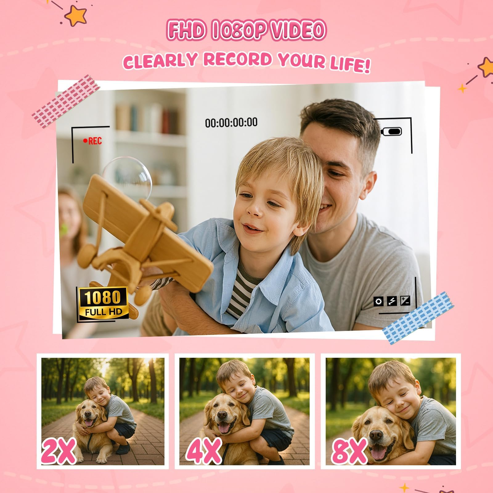 Kids Digital Camera FHD 1080P Digital Camera For Kid With 32GB Card,2'' Flip 180 ° Screen With Support For Selfie Vlog Cam,Compact Camera With Flash,Birthday for Kids Boys Girls. - 2