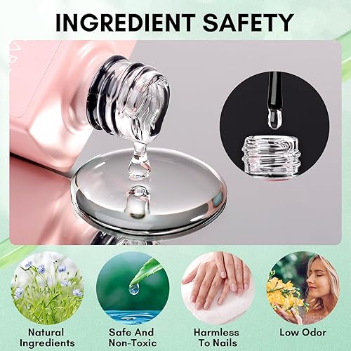 Miniatura 6 de Makartt Juego de capa base y capa superior de gel con aceite para cutículas gel de remojo con acabado de brillo que no se limpia, fórmula de larga