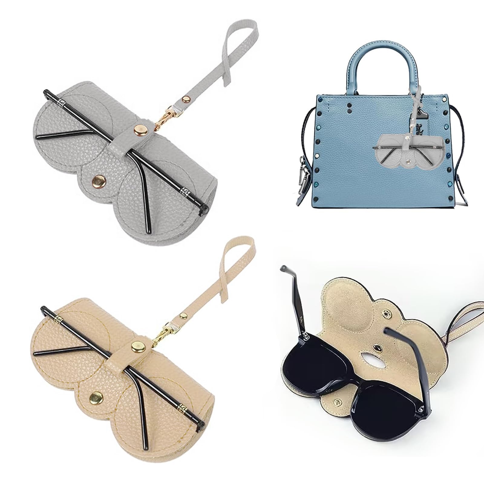 Lot De 2 étuis à Lunettes En Simili Cuir - Protection Microfibre, Clip De Fixation - Léger Et Portable - Pour Hommes, Femmes, Enfants - Cadeau Pratique Et élégant