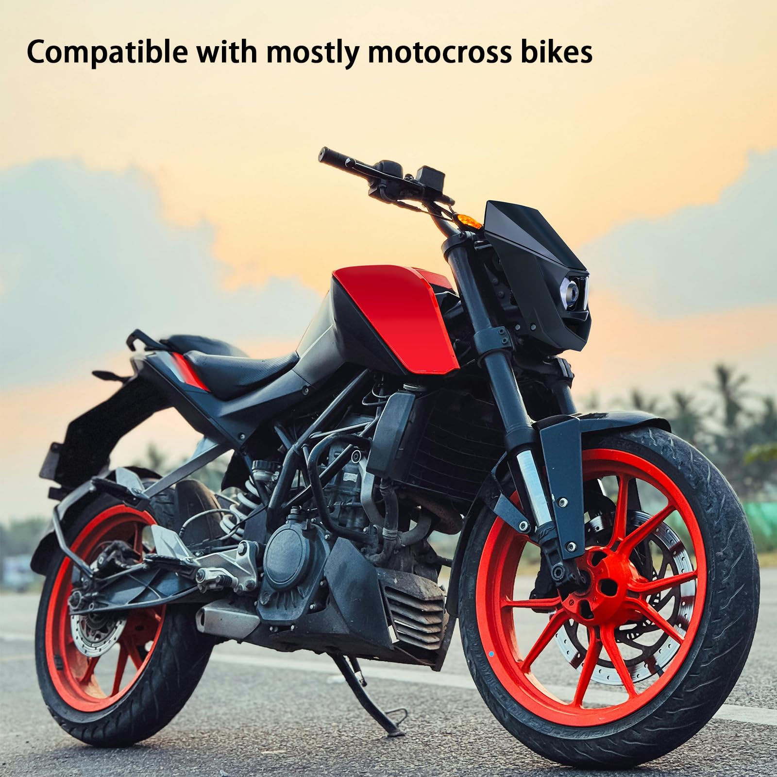 Universal Motorrad LED Scheinwerfer mit Tagfahrlicht, kompatibel mit KTM Enduro Supermoto EXC Dirt Bike (Schwarz)