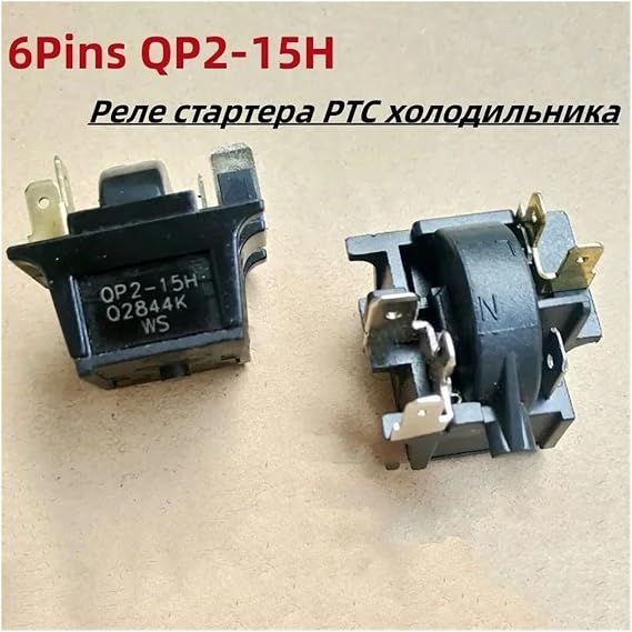 QP2-15H 6 Pin,Compatible for Whirlpool,Refrigerator Initiator Thermal Protector Freezer Starter Relay Repair Parts Refrigerator PTC Starter