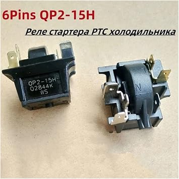 QP2-15H 6 Pin,Compatible for Whirlpool,Refrigerator Initiator Thermal Protector Freezer Starter Relay Repair Parts Refrigerator PTC Starter