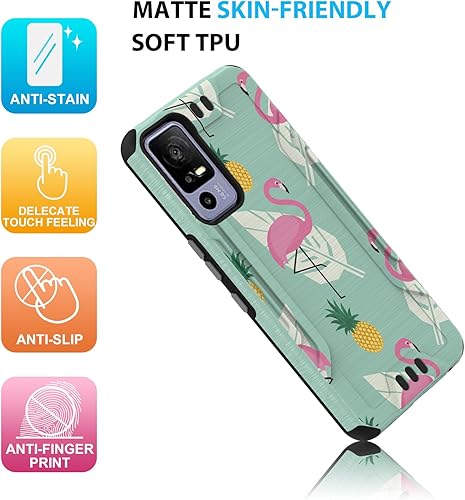 Miniatura 7 de TJS Funda compatible con TCL 40 XE 5G, con protector de pantalla de vidrio templado, soporte magnético híbrido a prueba de golpes, acabado metálico