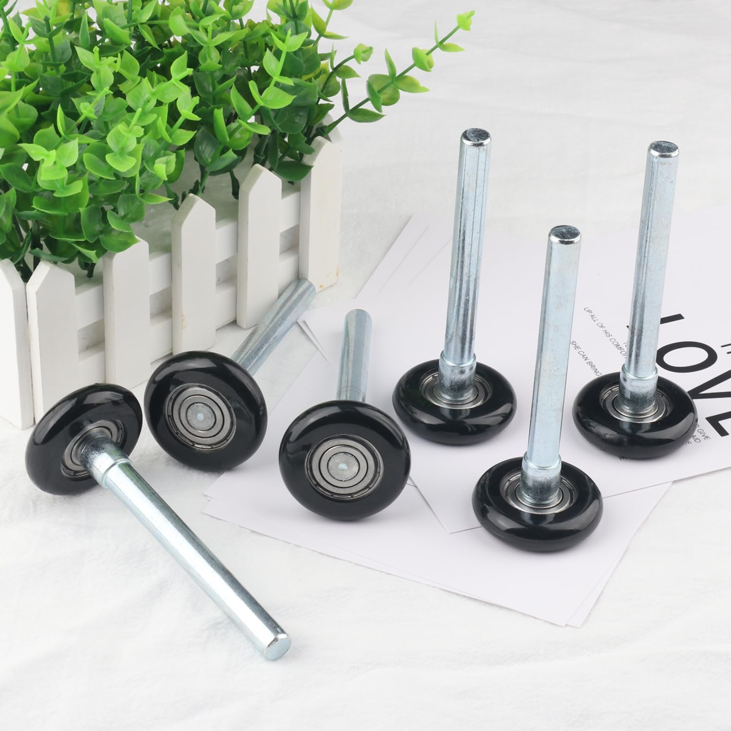 12 Pack 1.8 Inch Nylon Sealed Garage Door Rollers, Quiet/Durable and High Load, High Performance Bearing, Black, by GENHAKON.