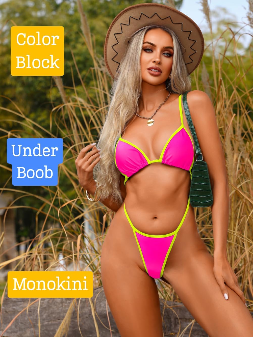 ChiaoLezhee Women's Slingshot Thong Monokini, Sexy Underboob One Piece Bikini Swimsuit, Rave Festival Outfits
