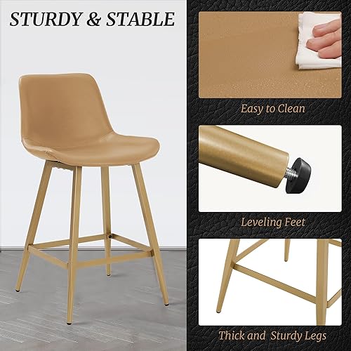 Vista 5 de Taburete de bar de 24 pulgadas, moderno taburete de bar con respaldo y reposapiés, taburetes de bar de altura de mostrador para el hogar, cocina