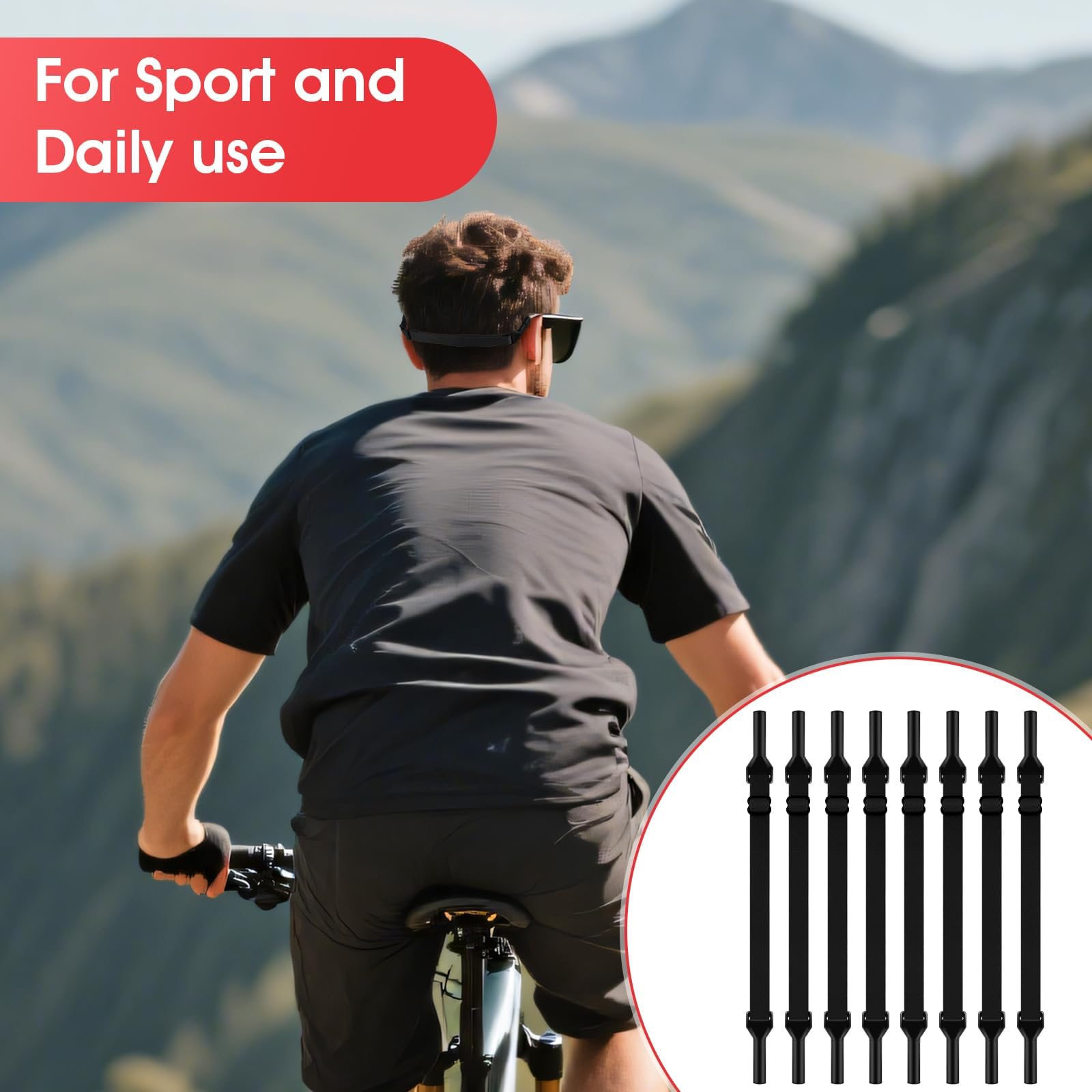 8 Stk Brillenband Hohe Elastizität, Verstellbar Stabil & Rutschfest Sportbrillenband, Brillen Band mit Hoher Flexibilität für Verschiedene Sportarten, Brillenbänder Herren & Damen für alle Kopfumfangs