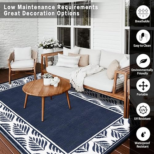 Miniatura 95 de HUGEAR Alfombra de exterior para patios, impermeable, alfombra de exterior grande, hecha de paja de plástico reversible, para campamento, caravana