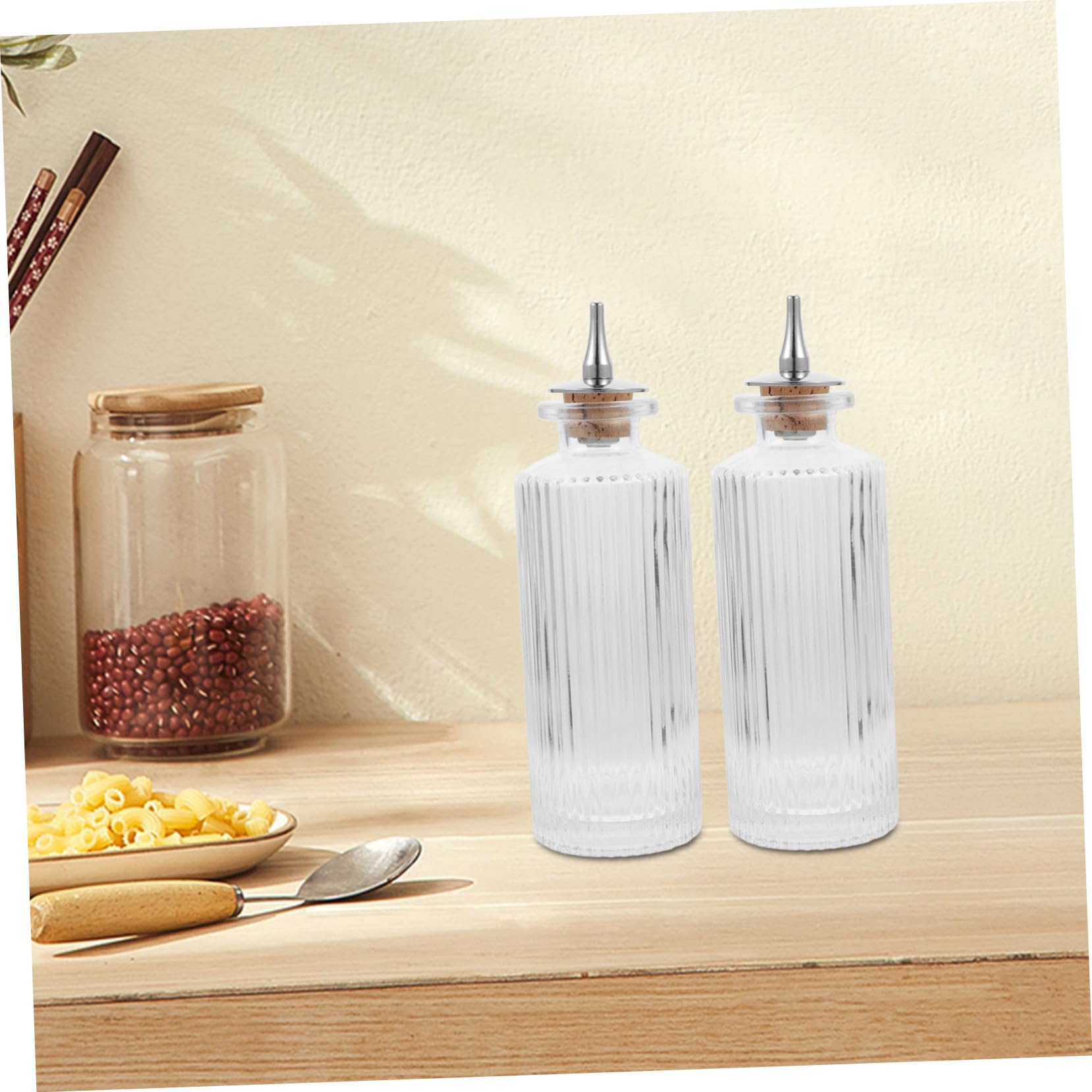 Homoyoyo 4 Piezas Botella de Vidrio para Amargos con Tapón de Corcho de Roble Botella Lidded para Cócteles para Vino con Sello Hermético Diseño Resistente para Barras y Uso Prolongado