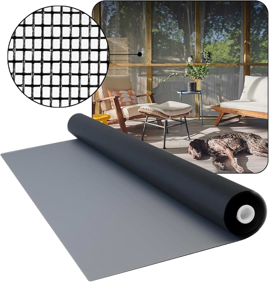 DOCA 36 in x 100 ft Window Screen Mesh - Window Screen Replacement, Fiberglass Mesh Roll for Window, Patio Screen, Porch Screen, or Door - Charcoal