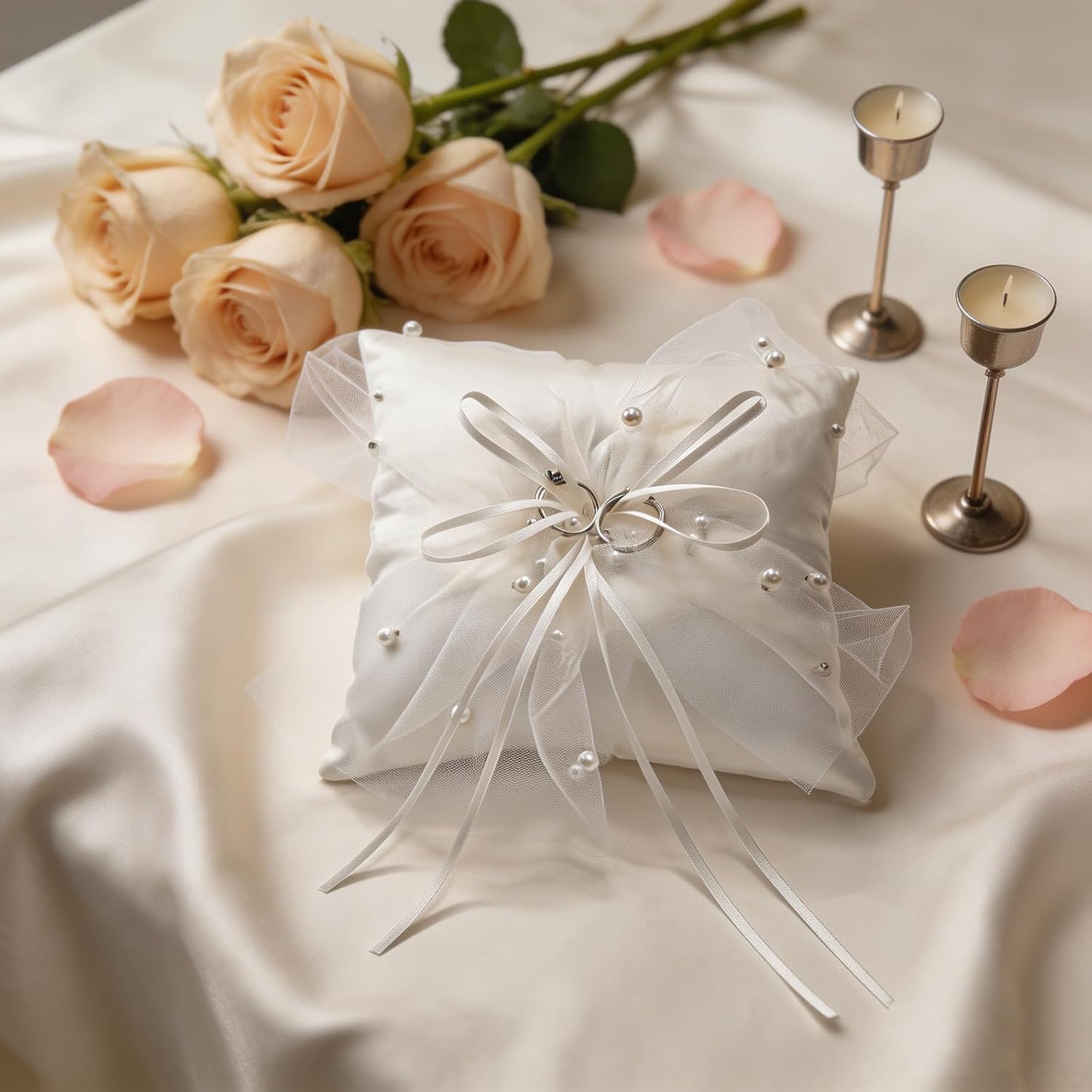 7.87” Wedding Ring Pillow - Lvory Ring Bearer Pillow for Wedding