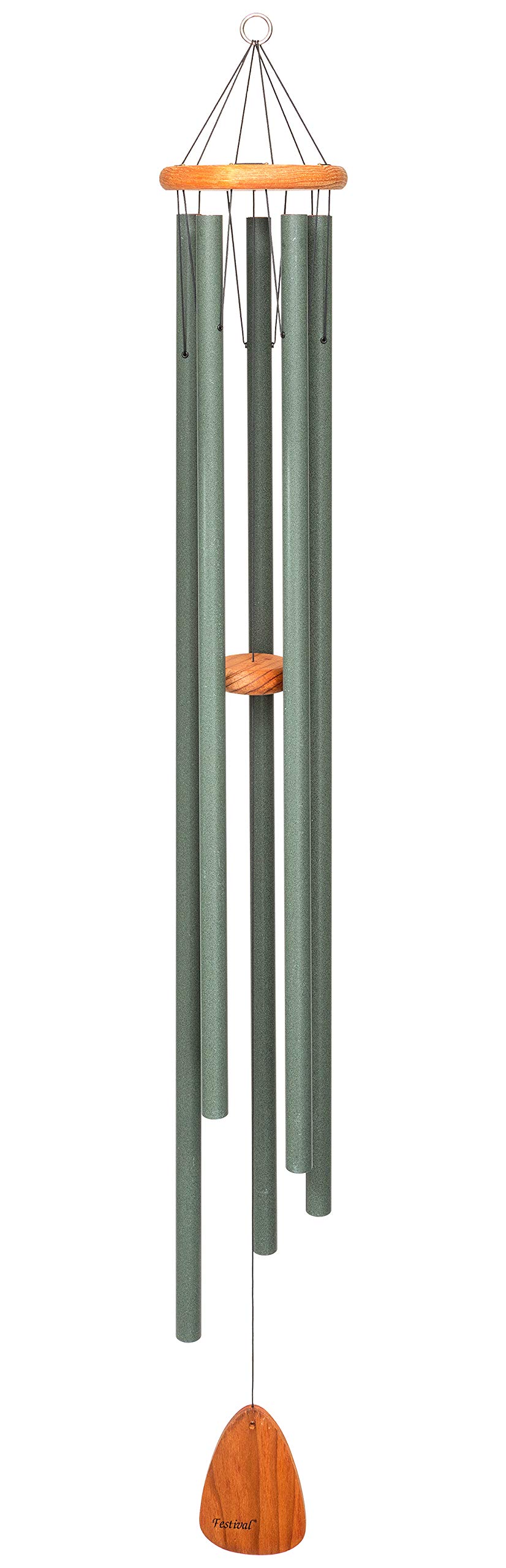 Festival 60-inch Redwood Wind Chime in Forest Green by Wind River for Patio, Backyard, Garden, and Outdoor décor. Made in The USA