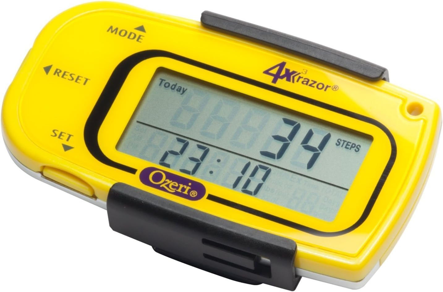 Ozeri 4x3razor Pocket 3D Pedometer and Activity Tracker with Bosch Tri-Axis Technology from Germany, Yellow
