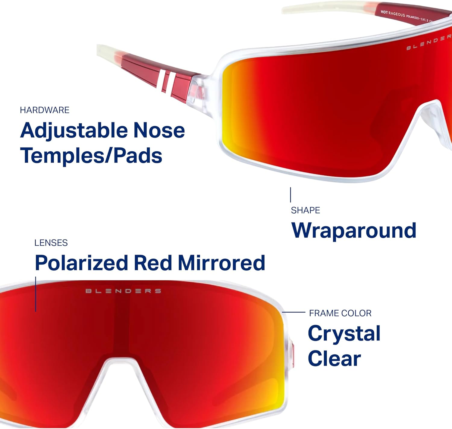 Blenders Eyewear Eclipse – Polarized Sunglasses – Wrap-Around Lens – 100% UV Protection – For Men & Women