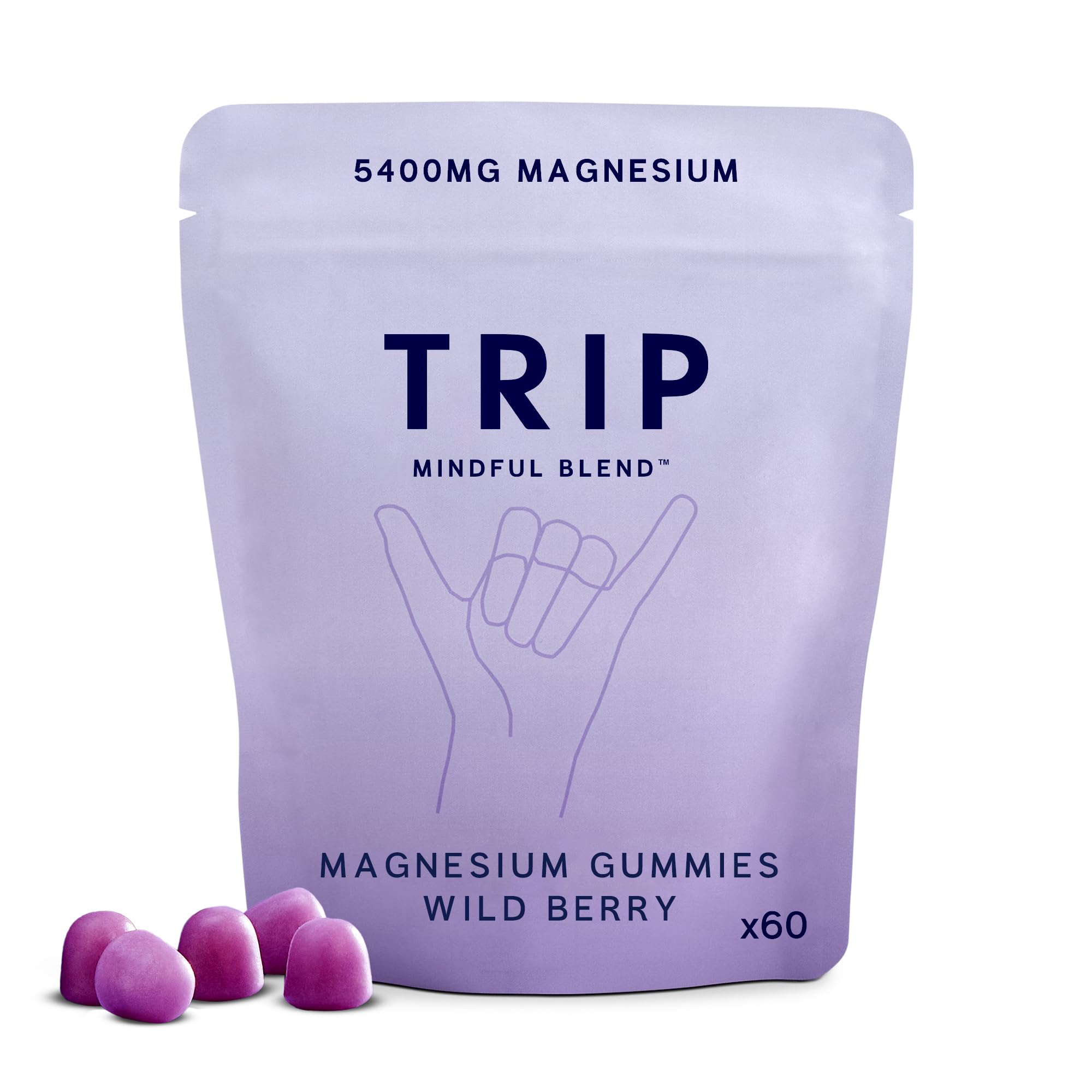 Magnesium Gummies, Wild Berry, 5,400mg Magnesium Citrate per pack, 90mg x 60 Gummies, Highly Absorbable, Electrolyte Balance, Plant-Powered, Sugar-Free & 3rd Party Tested