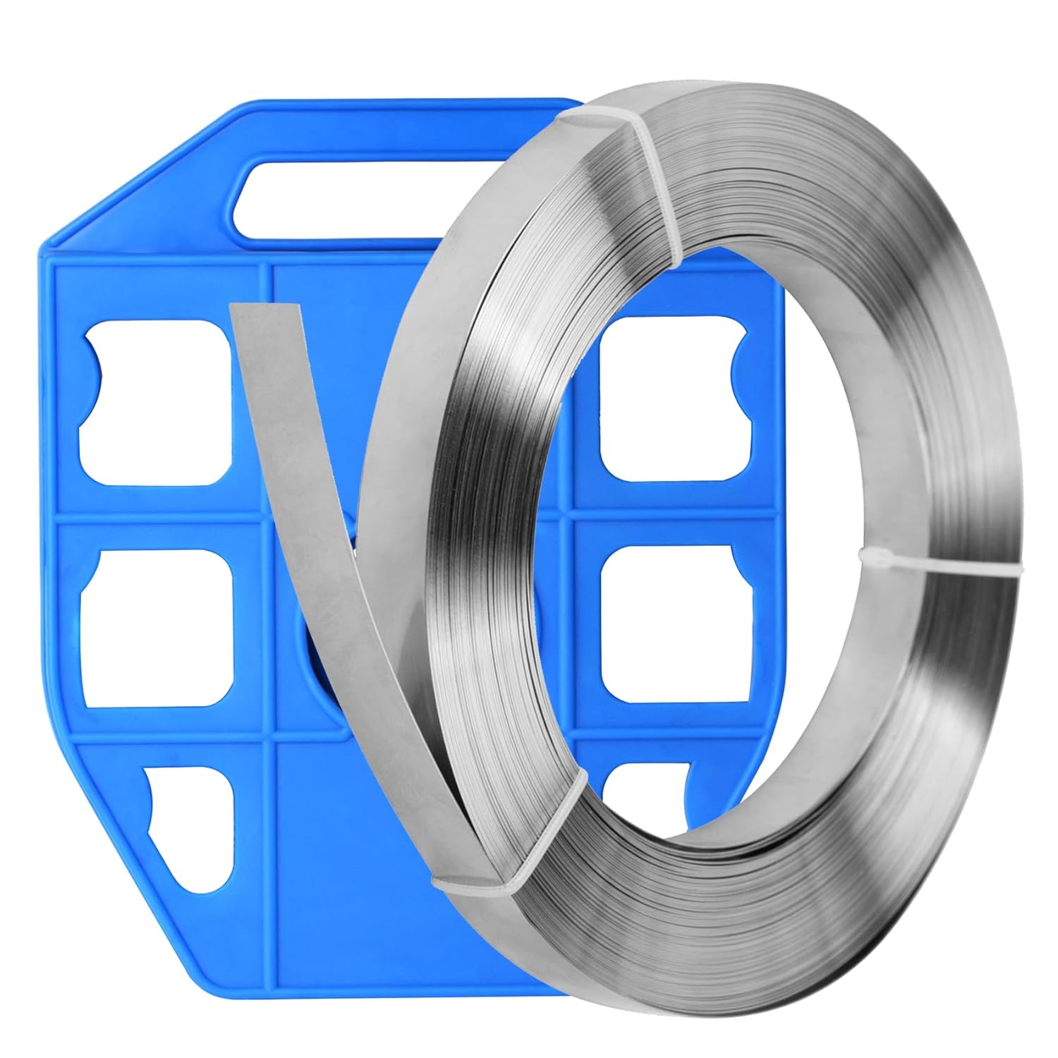304 Stainless Steel Strapping Band Coil - 1/2" x 95' Roll, Packing Tensioner Strap in Plastic Case, 1/64" Thick