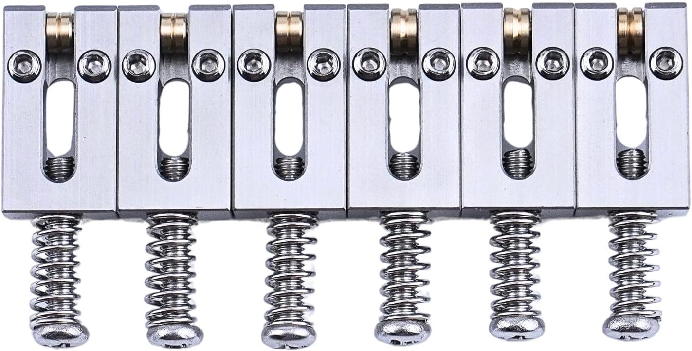 6PCS Guitar Bridge Roller Saddles – Stainless Steel Tremolo Bridges Saddle for Fender Telecaster Tele Stratocaster Strat ST TL Style Electric Guitar Replacement (Roller Saddle 10.5MM)